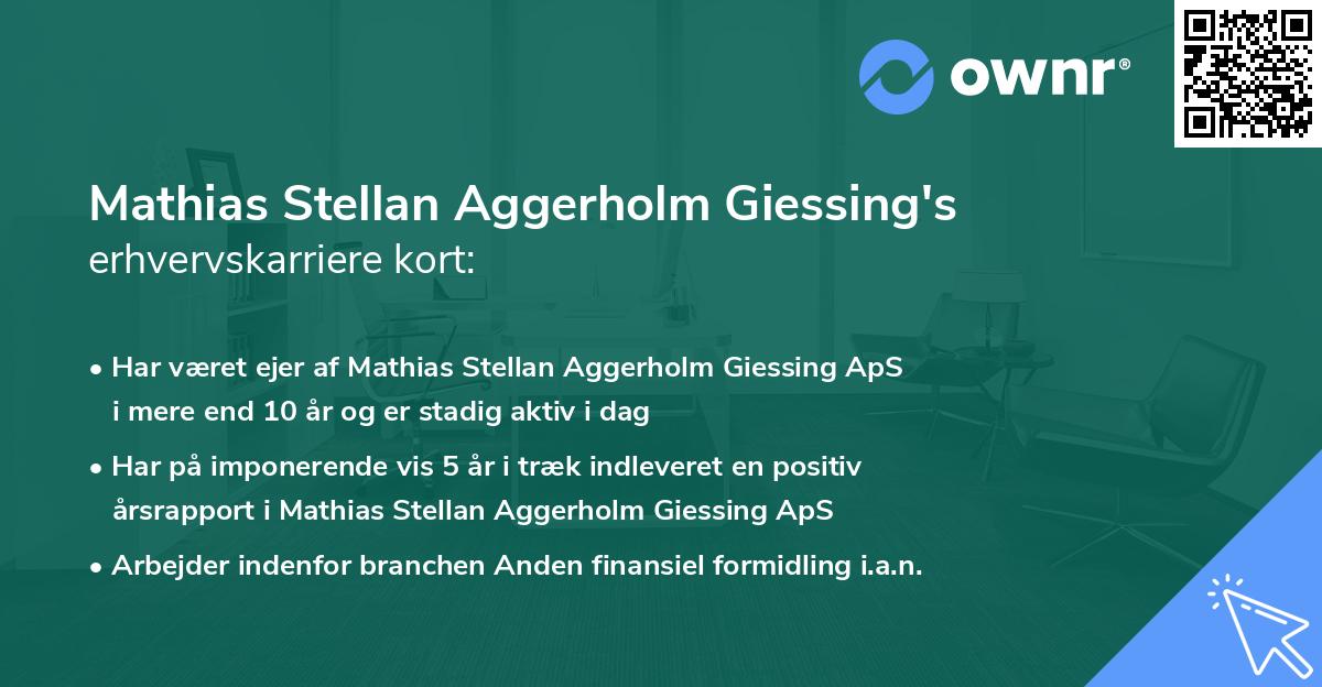Mathias Stellan Aggerholm Giessing's erhvervskarriere kort