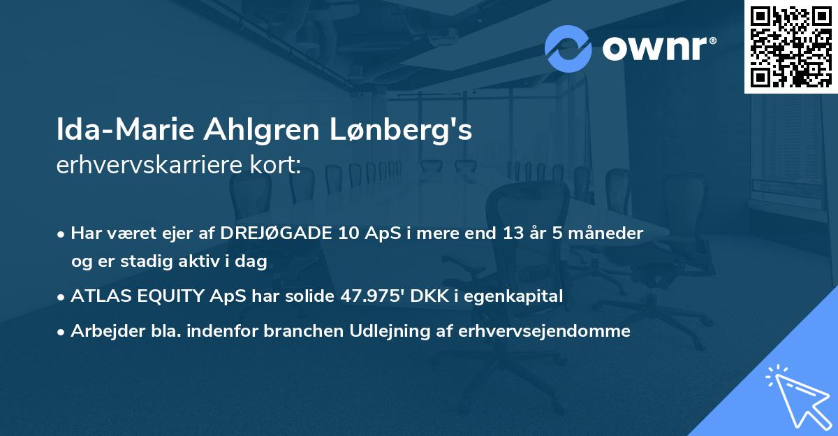 Ida-Marie Ahlgren Lønberg's erhvervskarriere kort