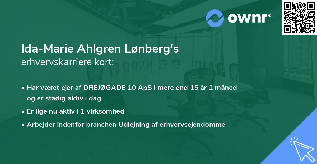 Ida-Marie Ahlgren Lønberg's erhvervskarriere kort