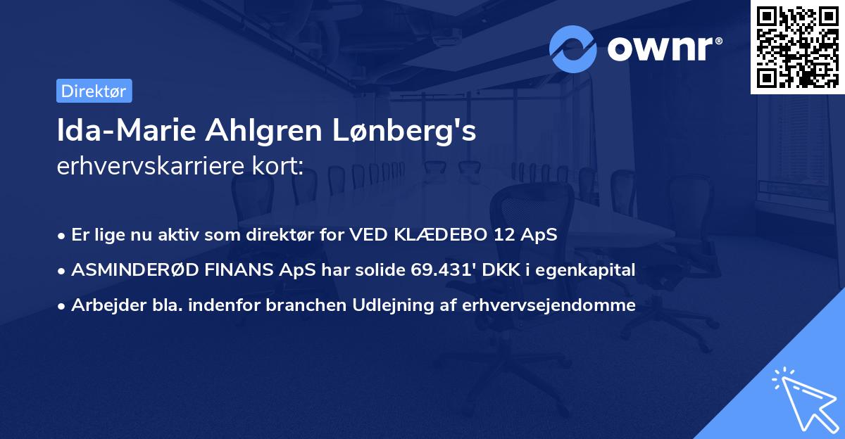 Ida-Marie Ahlgren Lønberg's erhvervskarriere kort