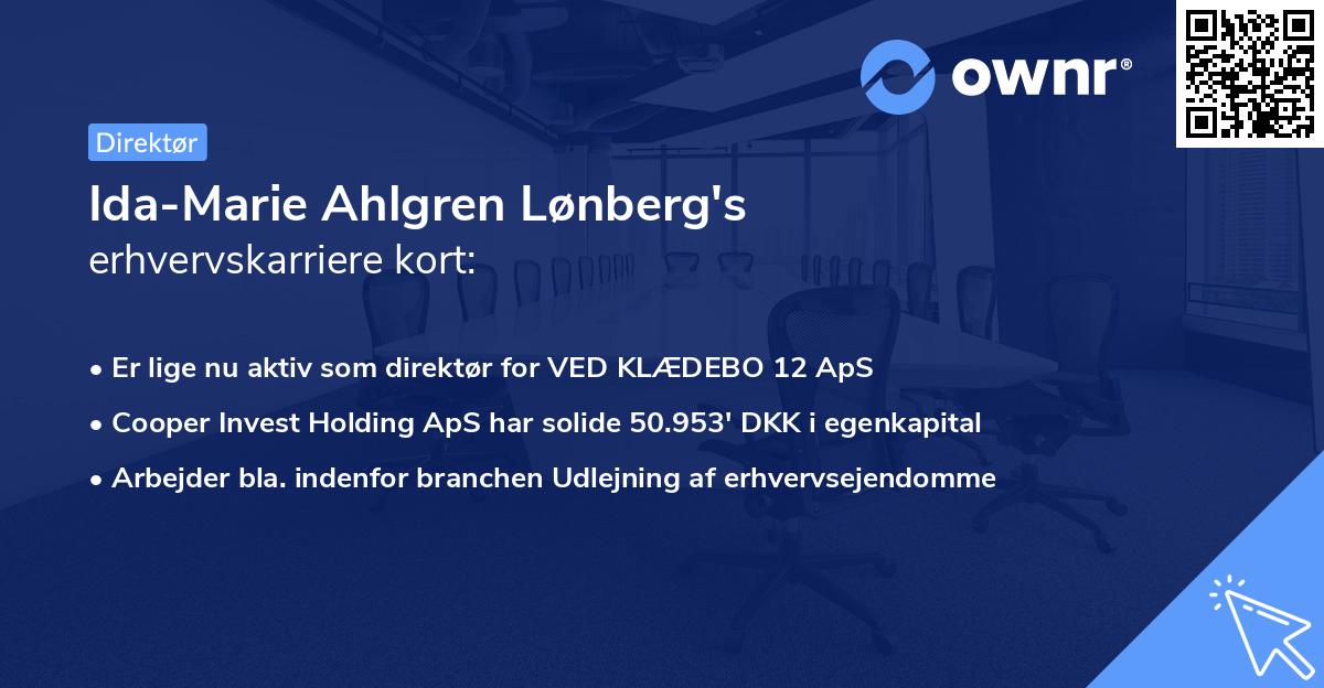 Ida-Marie Ahlgren Lønberg's erhvervskarriere kort