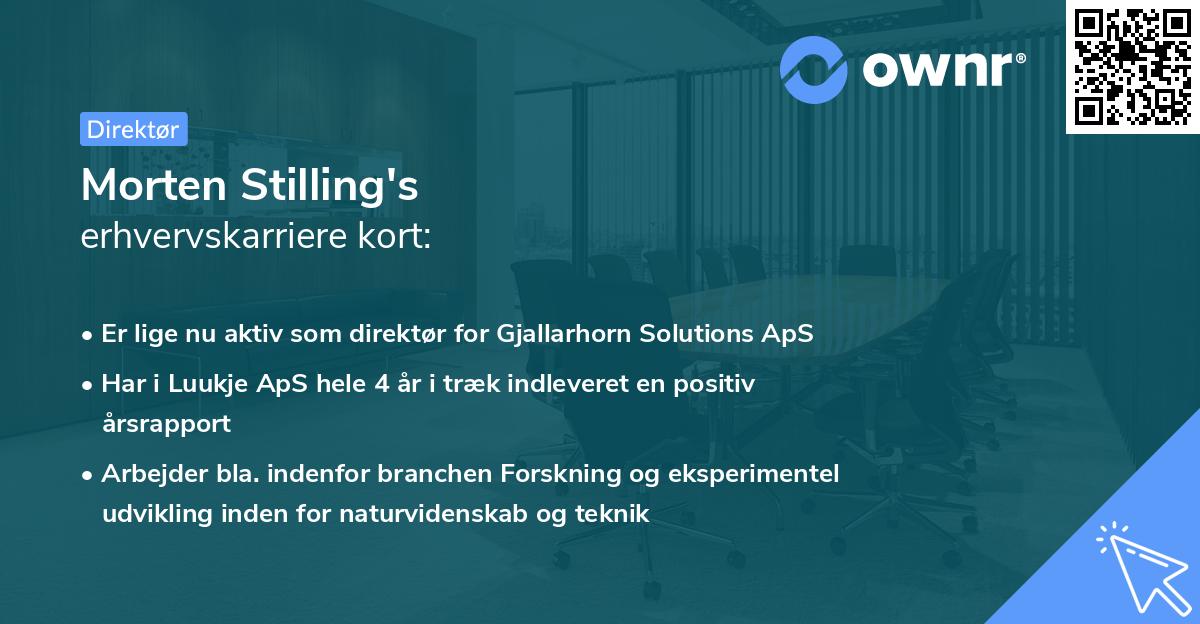 Morten Stilling's erhvervskarriere kort