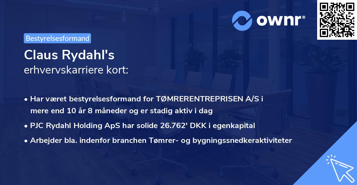 Claus Rydahl's erhvervskarriere kort