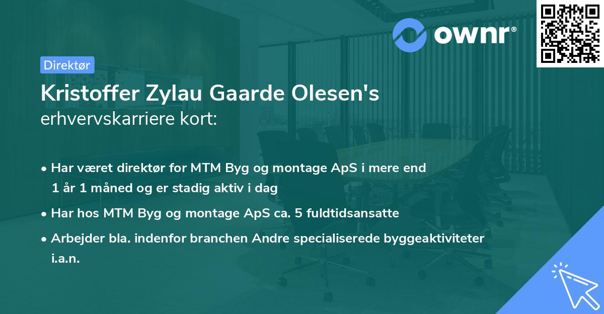 Kristoffer Zylau Gaarde Olesen's erhvervskarriere kort