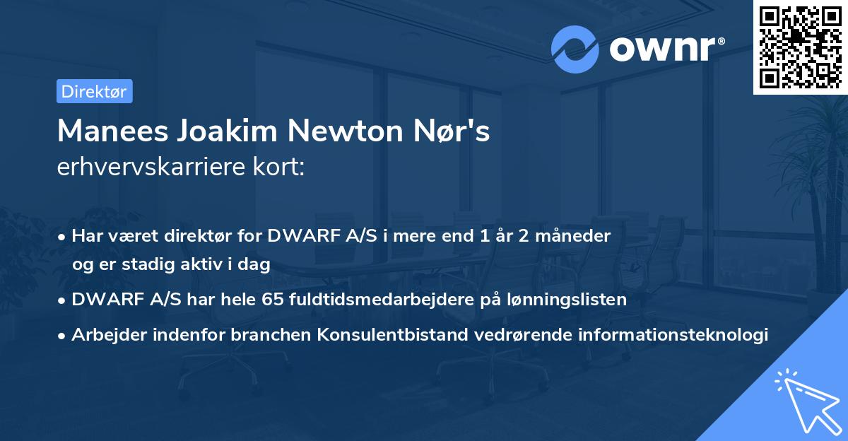 Manees Joakim Newton Nør's erhvervskarriere kort