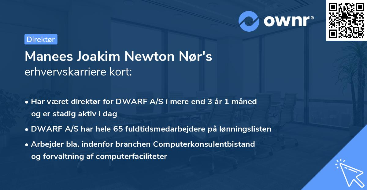 Manees Joakim Newton Nør's erhvervskarriere kort