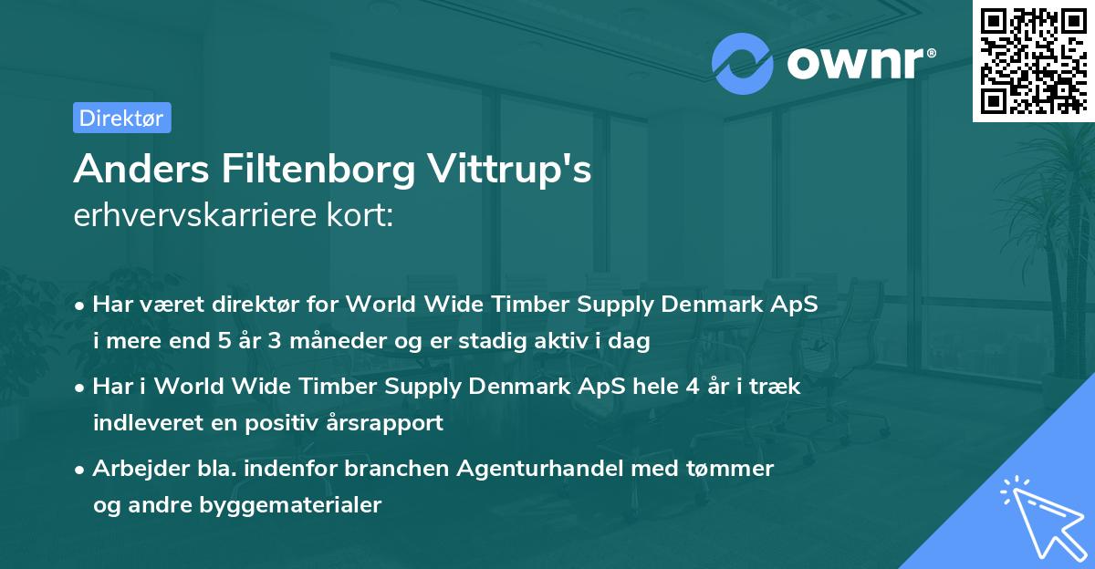 Anders Filtenborg Vittrup's erhvervskarriere kort