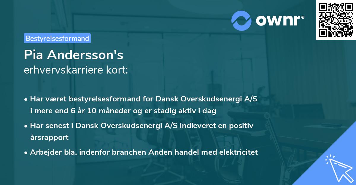 Pia Andersson's erhvervskarriere kort