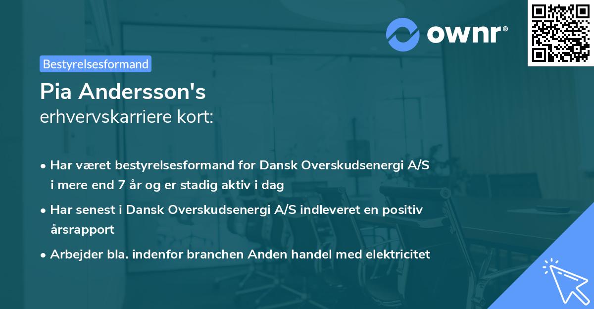 Pia Andersson's erhvervskarriere kort