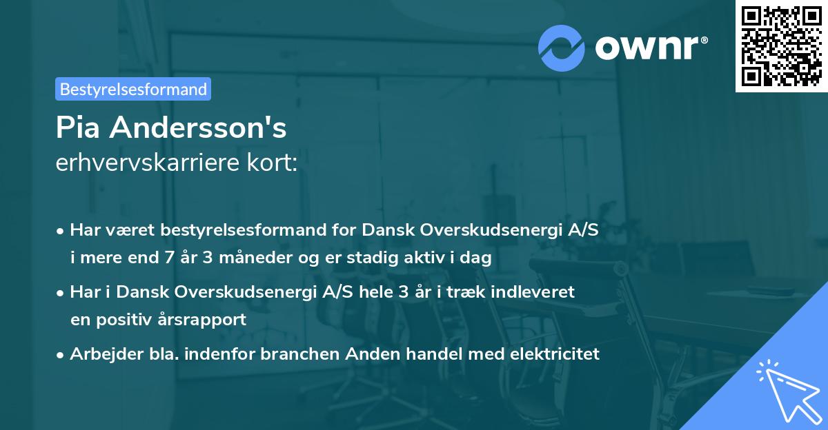 Pia Andersson's erhvervskarriere kort