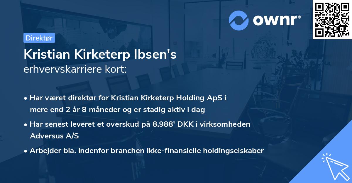 Kristian Kirketerp Ibsen's erhvervskarriere kort