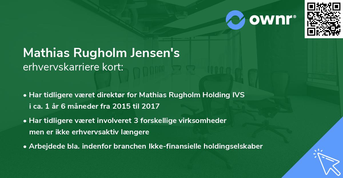 Mathias Rugholm Jensen's erhvervskarriere kort