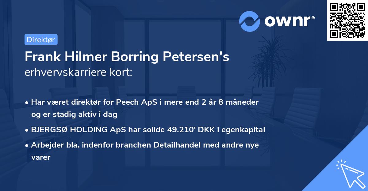 Frank Hilmer Borring Petersen's erhvervskarriere kort