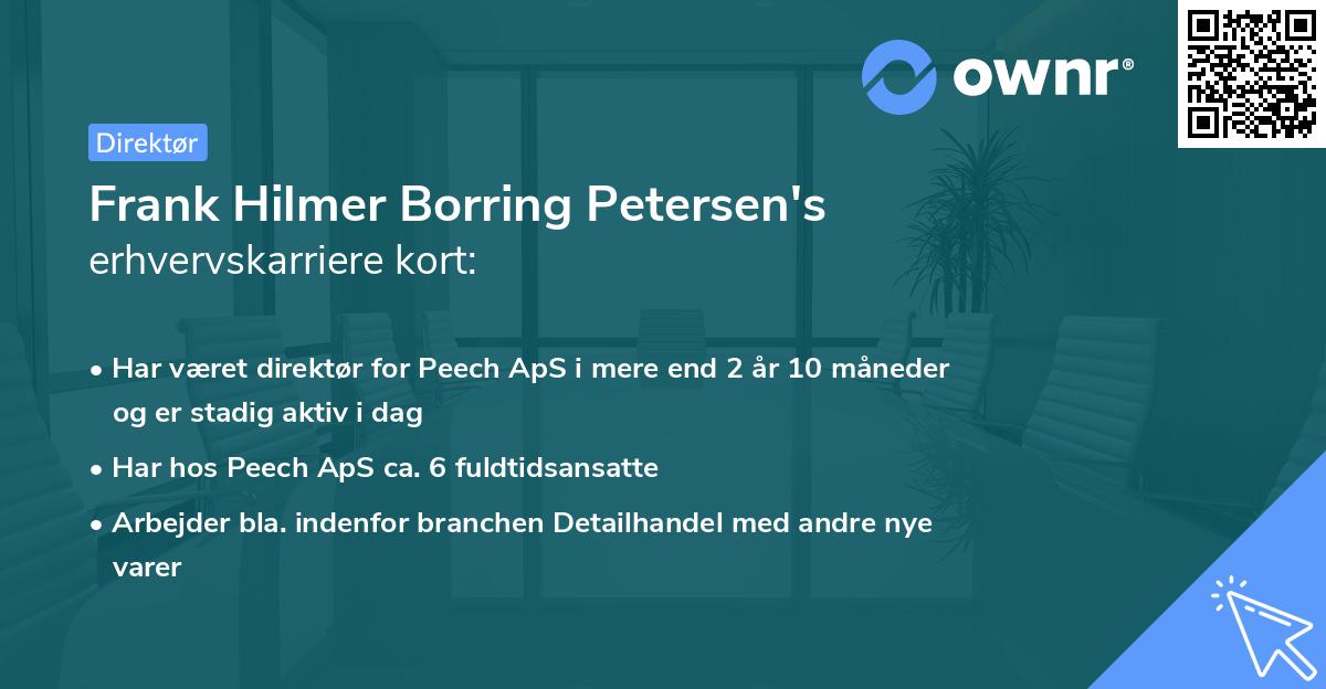 Frank Hilmer Borring Petersen's erhvervskarriere kort