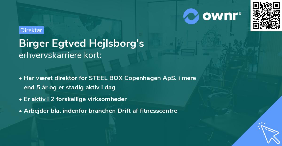 Birger Egtved Hejlsborg's erhvervskarriere kort