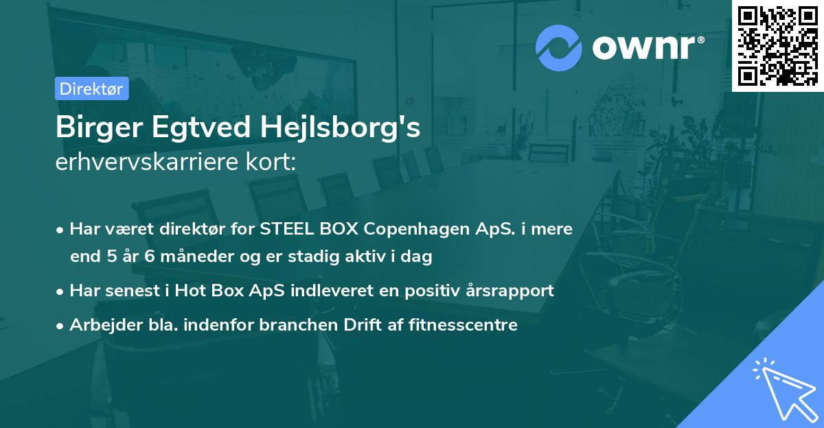 Birger Egtved Hejlsborg's erhvervskarriere kort