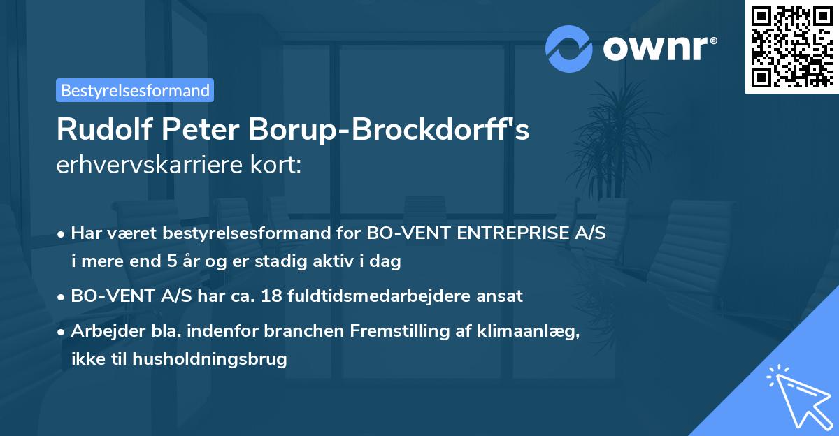 Rudolf Peter Borup-Brockdorff's erhvervskarriere kort