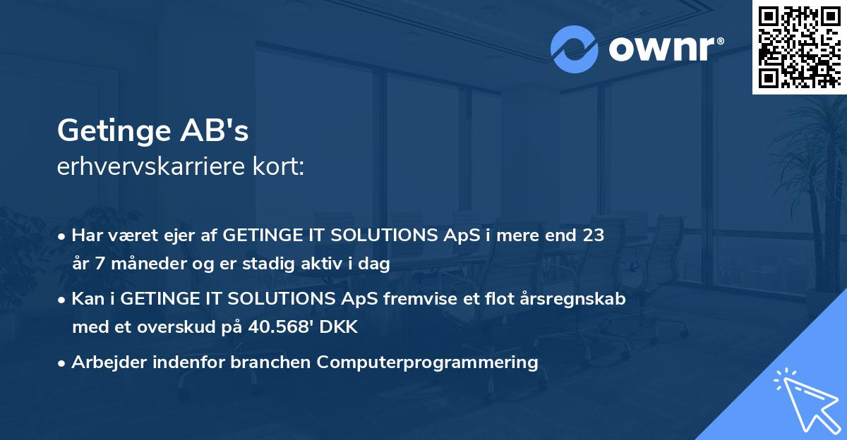 Getinge AB's erhvervskarriere kort