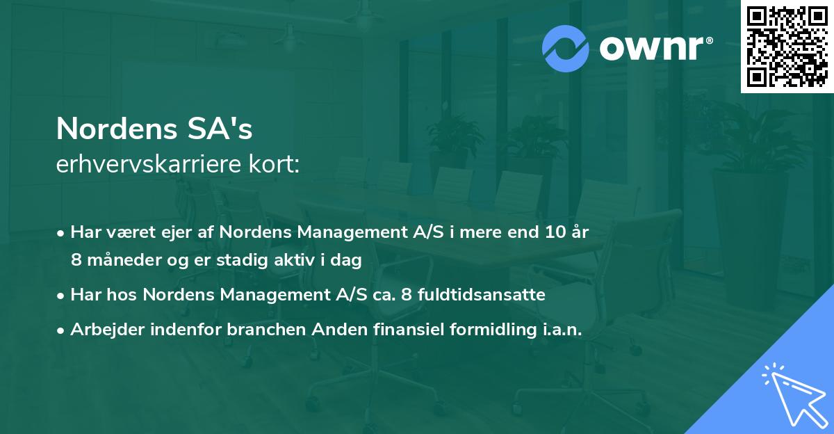 Nordens SA's erhvervskarriere kort