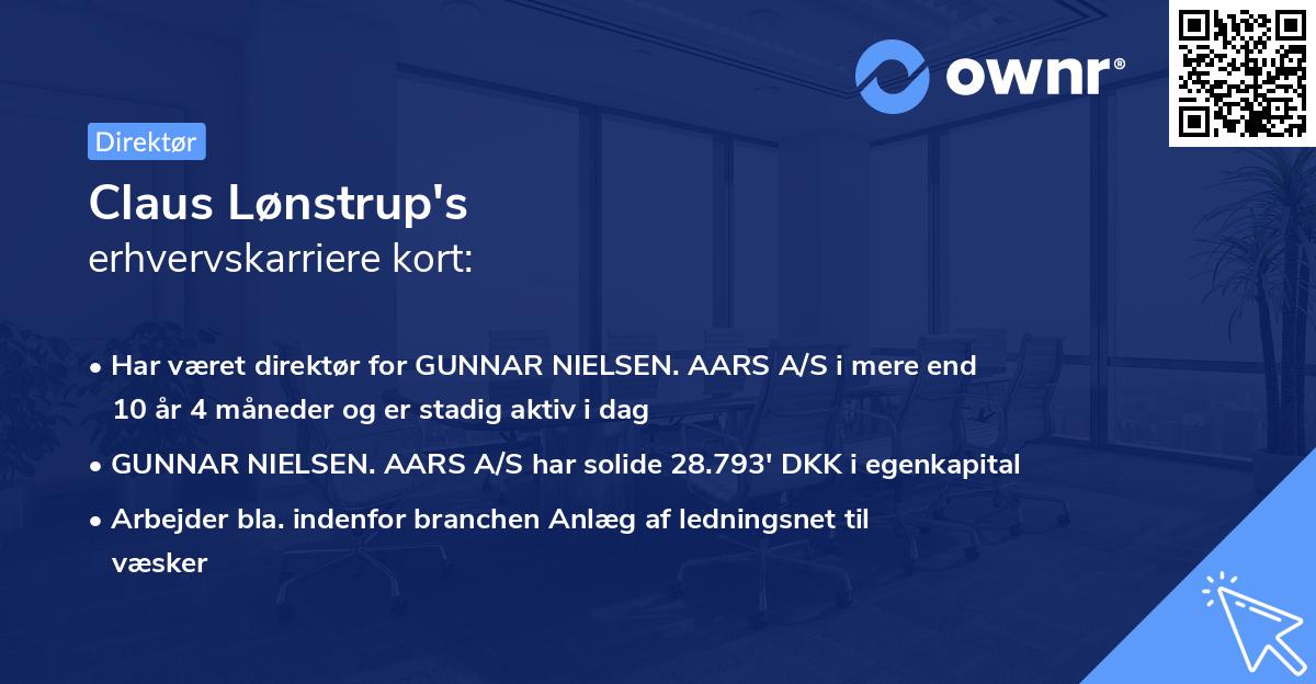 Claus Lønstrup's erhvervskarriere kort