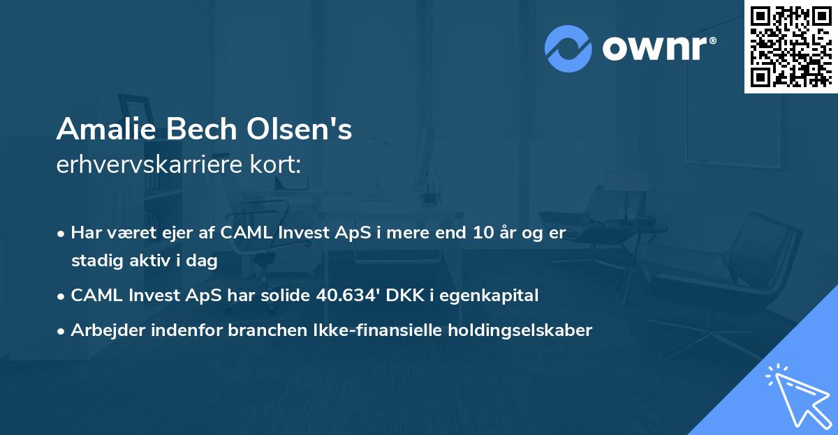 Amalie Bech Olsen's erhvervskarriere kort