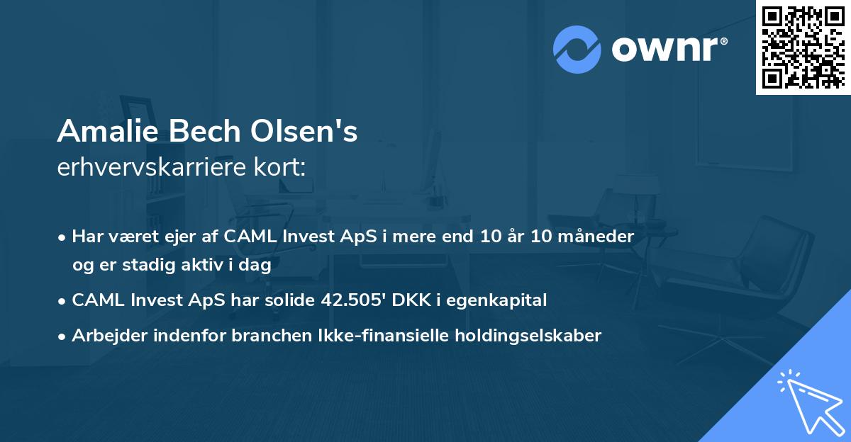 Amalie Bech Olsen's erhvervskarriere kort