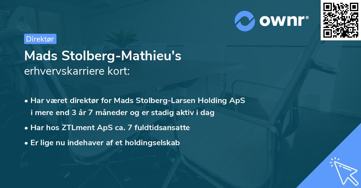 Mads Stolberg-Mathieu's erhvervskarriere kort