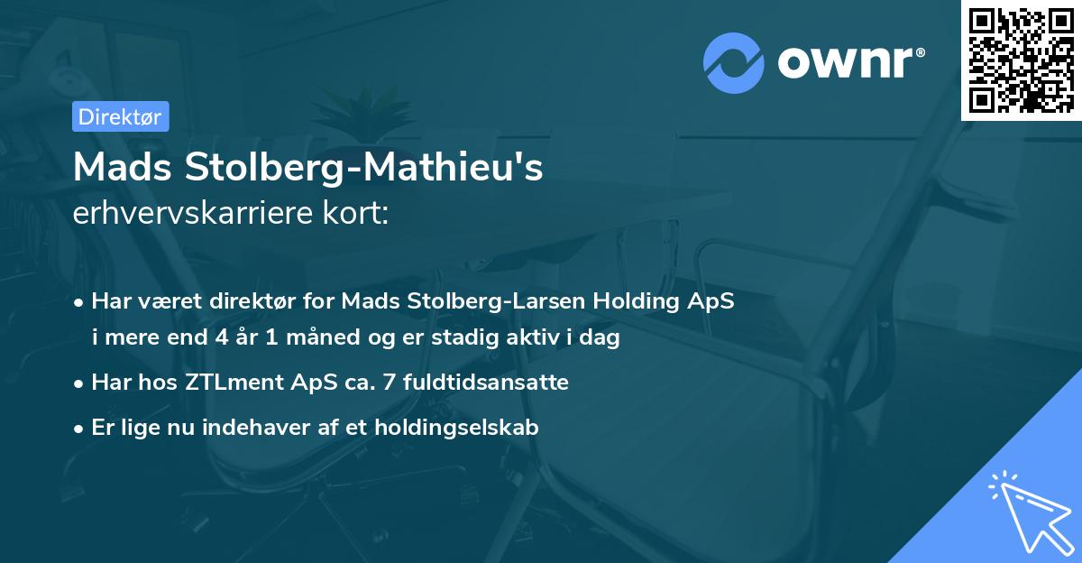 Mads Stolberg-Mathieu's erhvervskarriere kort