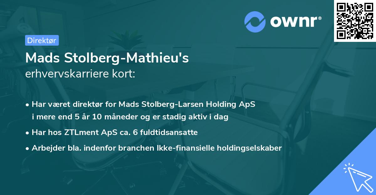 Mads Stolberg-Mathieu's erhvervskarriere kort