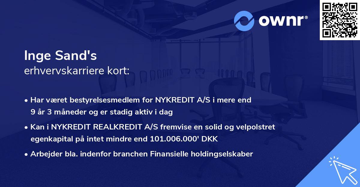 Inge Sand's erhvervskarriere kort