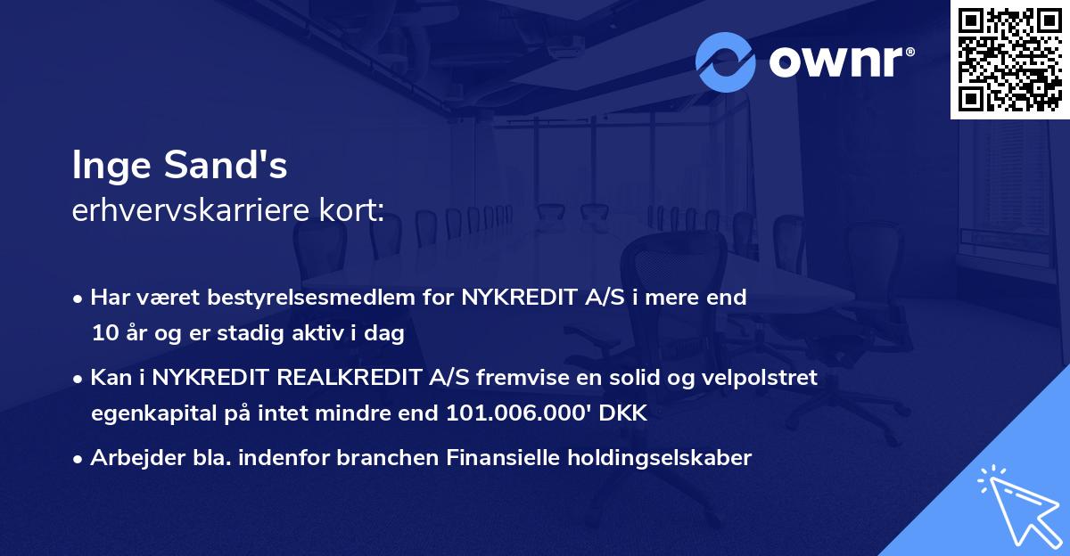 Inge Sand's erhvervskarriere kort