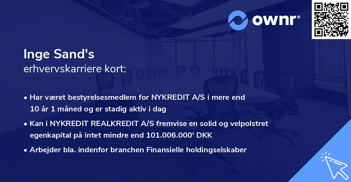 Inge Sand's erhvervskarriere kort