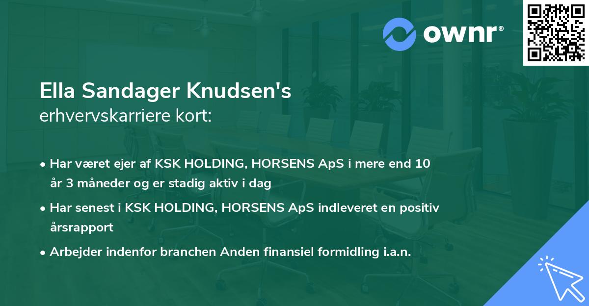 Ella Sandager Knudsen's erhvervskarriere kort