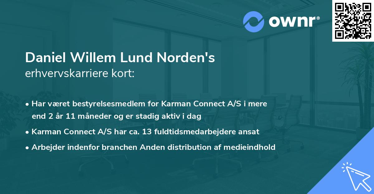 Daniel Willem Lund Norden's erhvervskarriere kort