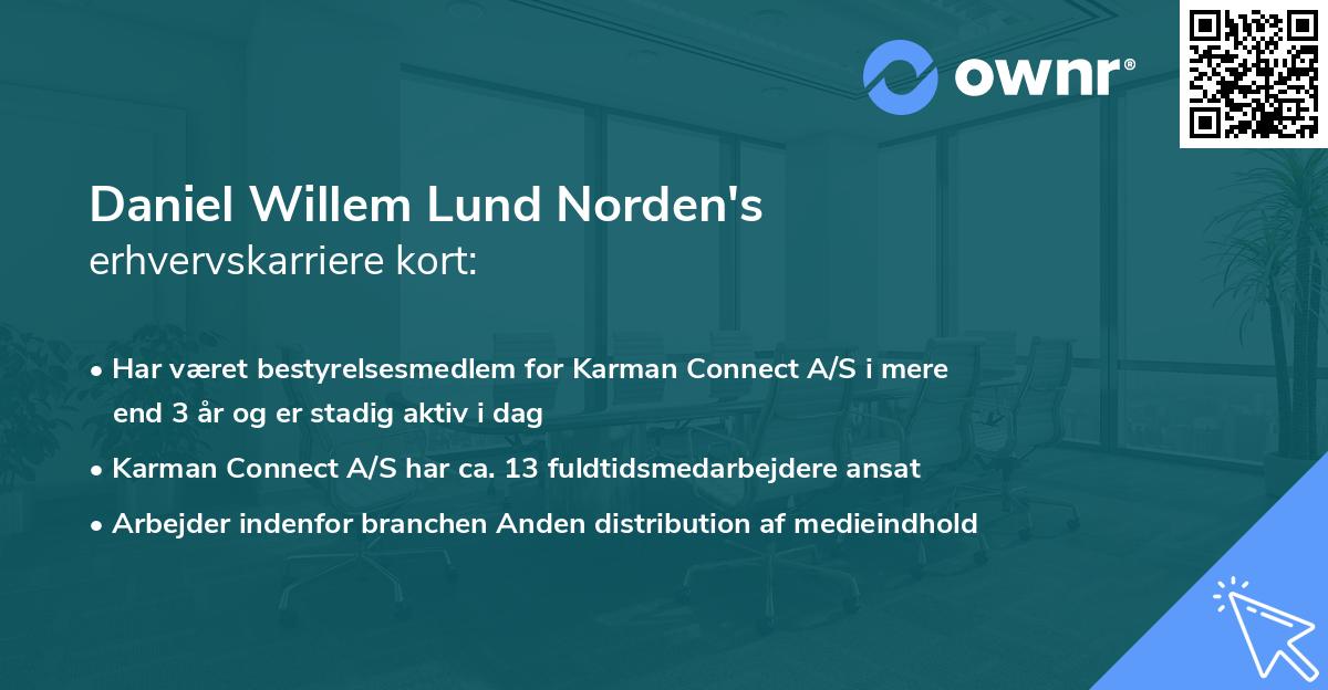 Daniel Willem Lund Norden's erhvervskarriere kort