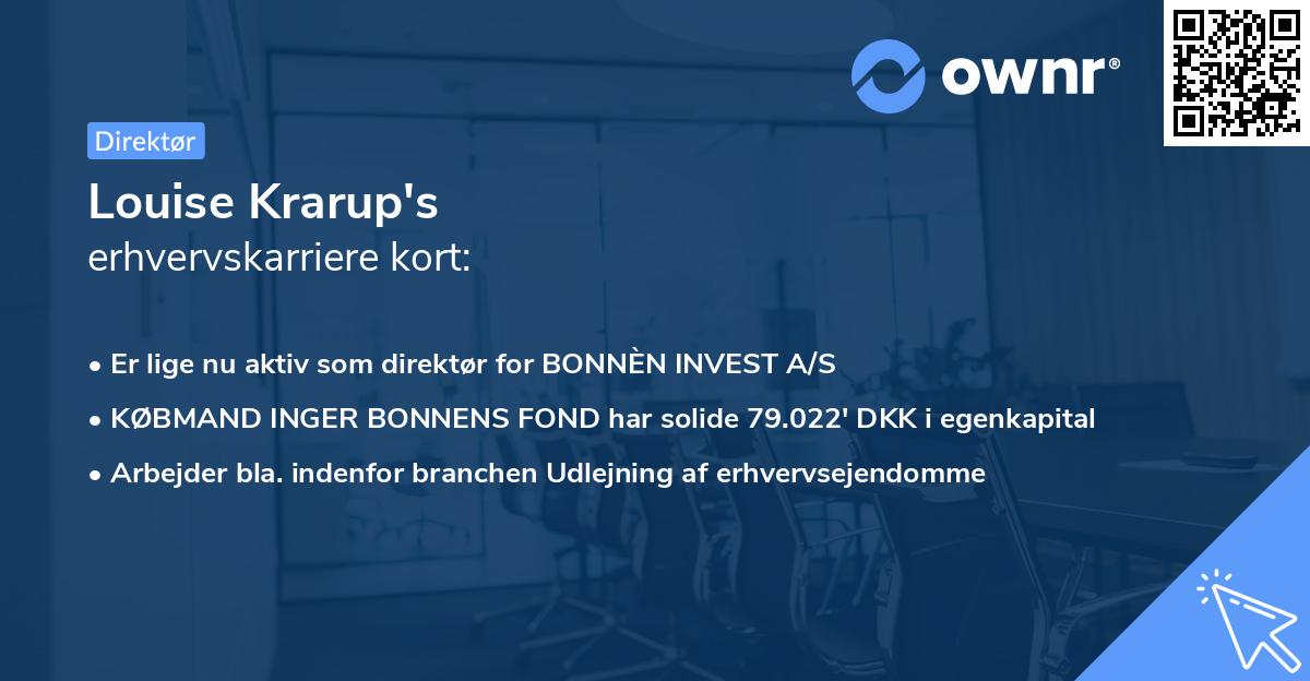 Louise Krarup's erhvervskarriere kort