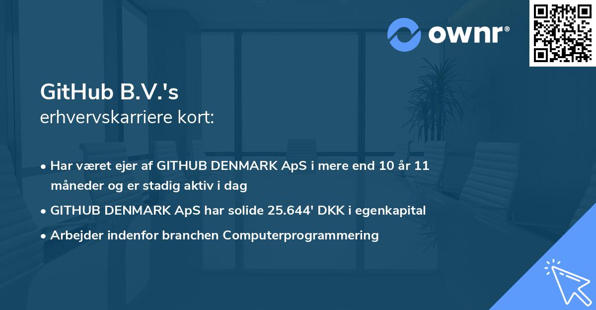 GitHub B.V.'s erhvervskarriere kort