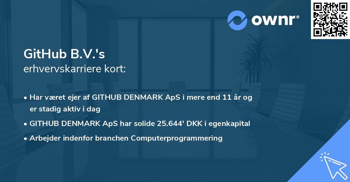 GitHub B.V.'s erhvervskarriere kort
