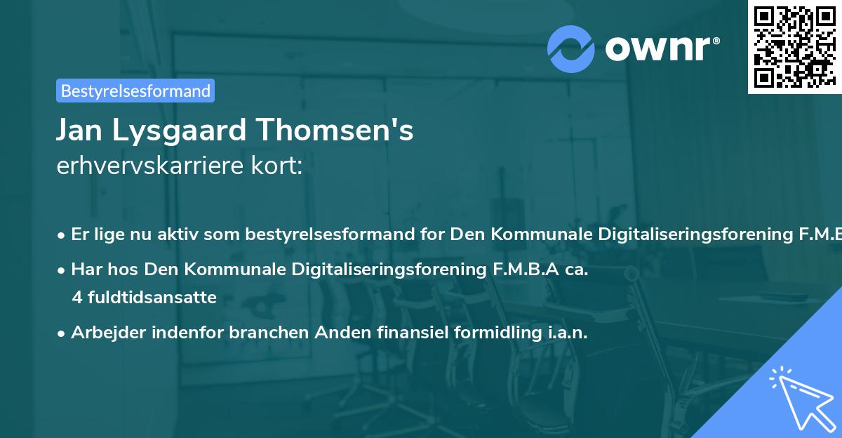 Jan Lysgaard Thomsen's erhvervskarriere kort