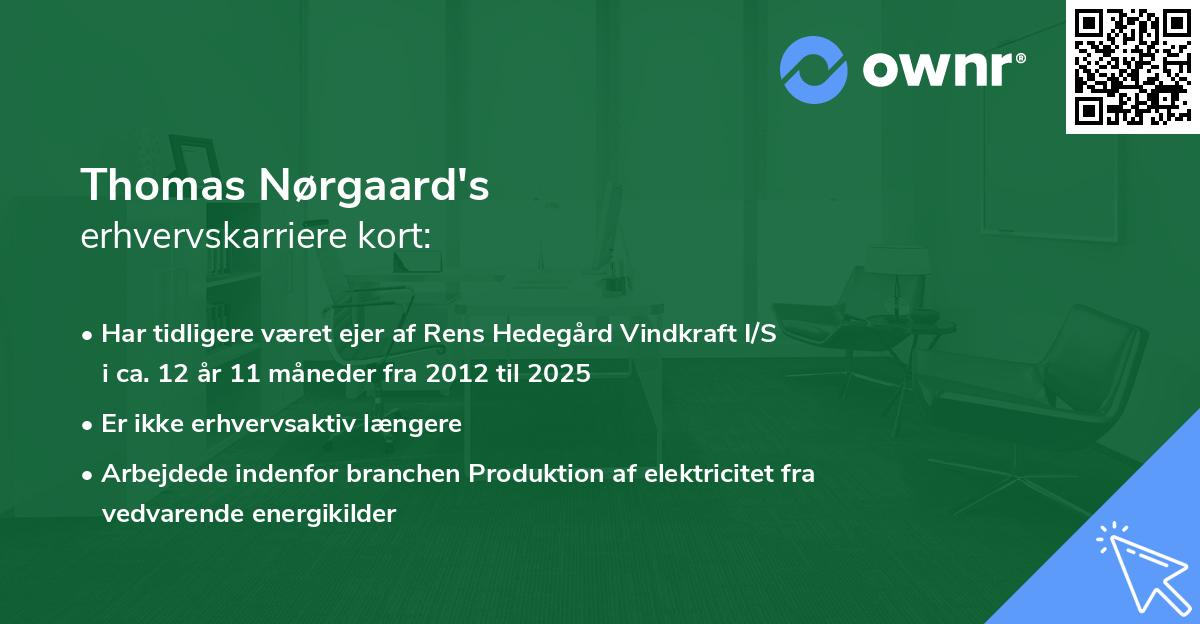 Thomas Nørgaard's erhvervskarriere kort