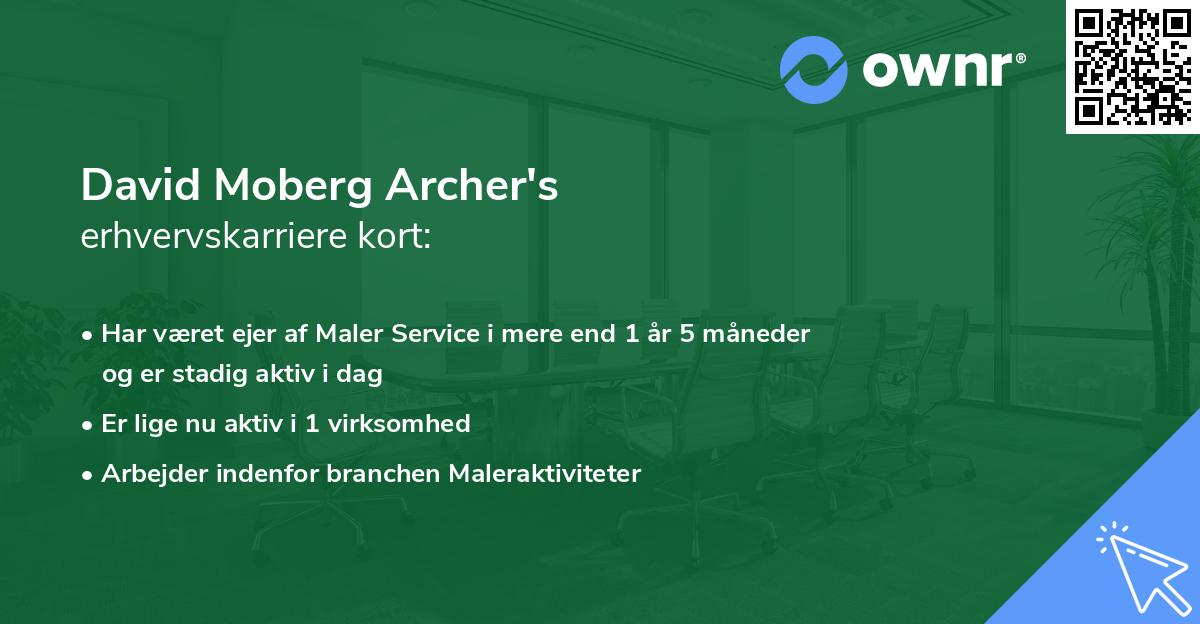 David Moberg Archer's erhvervskarriere kort