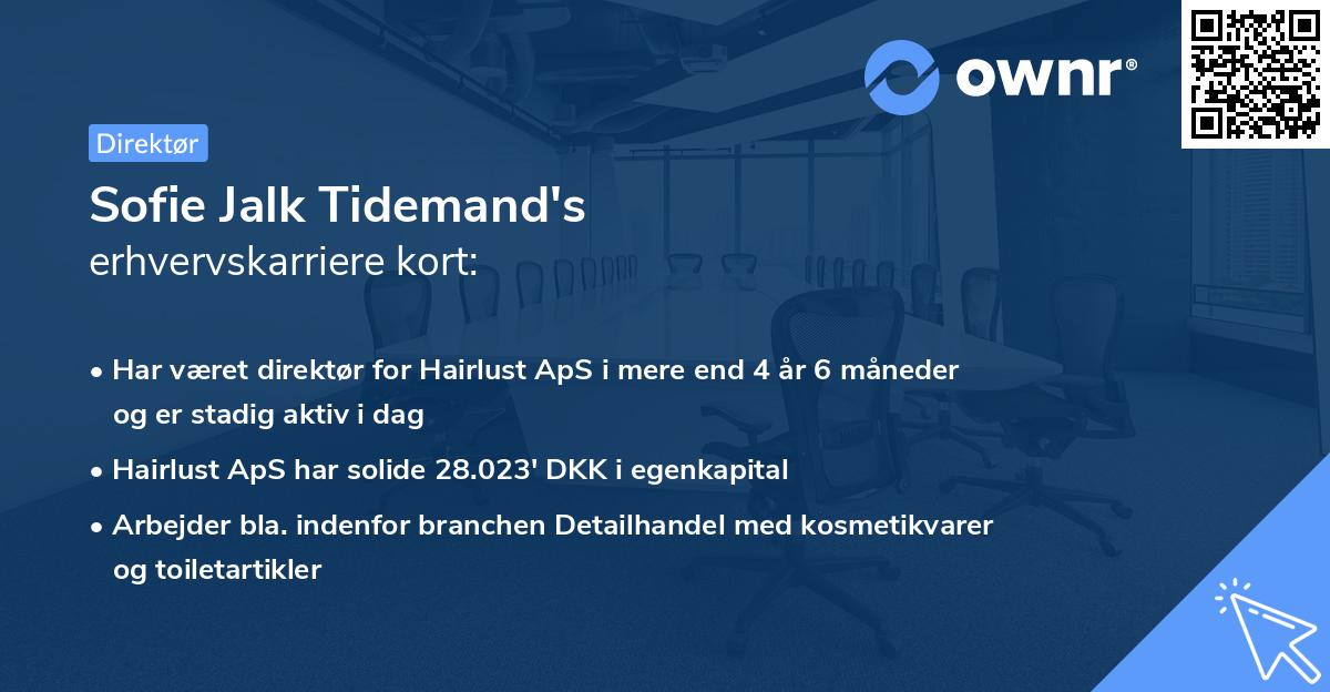 Sofie Jalk Tidemand's erhvervskarriere kort