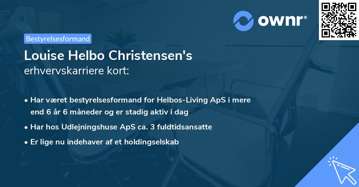 Louise Helbo Christensen's erhvervskarriere kort