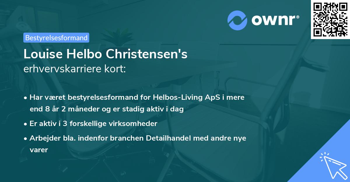 Louise Helbo Christensen's erhvervskarriere kort