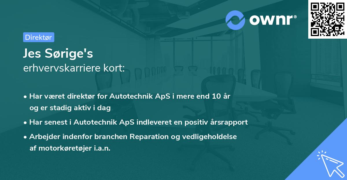 Jes Sørige's erhvervskarriere kort