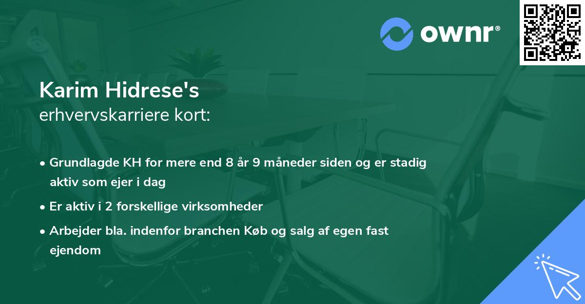Karim Hidrese's erhvervskarriere kort