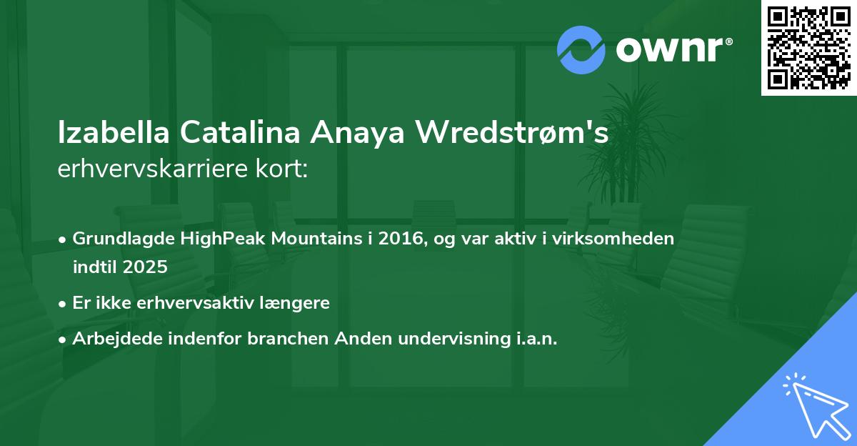 Izabella Catalina Anaya Wredstrøm's erhvervskarriere kort