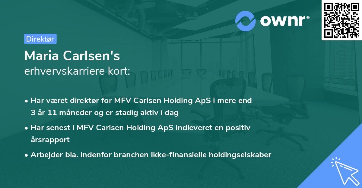 Maria Carlsen's erhvervskarriere kort