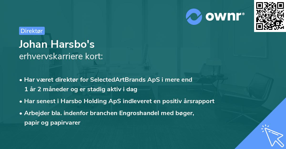 Johan Harsbo's erhvervskarriere kort