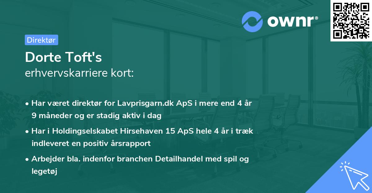 Dorte Toft's erhvervskarriere kort